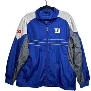 New York Giants Football Reebok SI NFL Team Apparel Windbreaker Jacket Blue Sz L